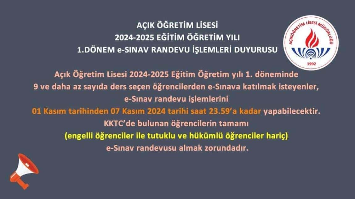 Açık Lise E-Sınav Randevuları Başlamıştır