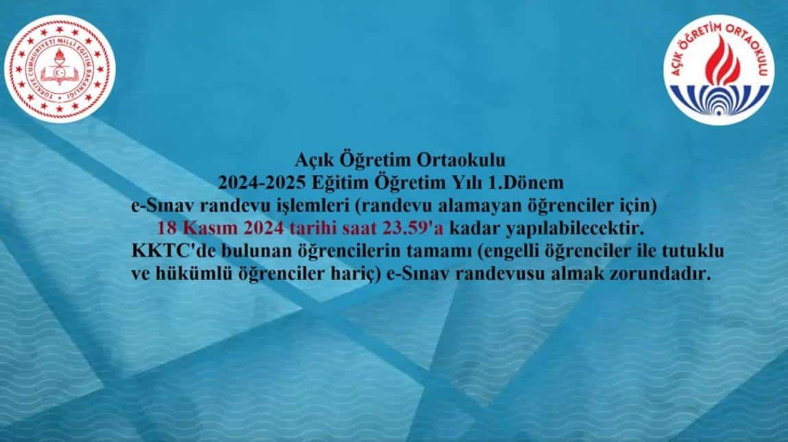 Önemli Açık Ortaokul e-Randevu Duyurusu