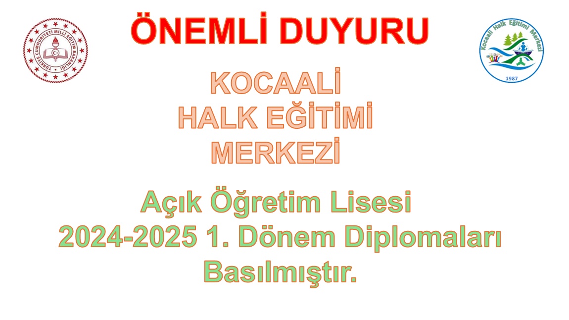 AÇIK LİSE DİPLOMALA DUYURUSU